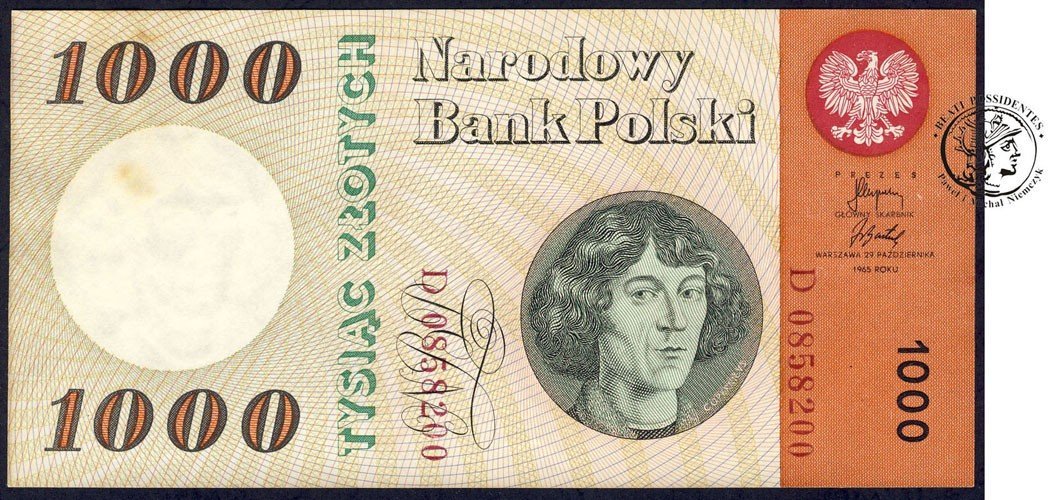 Polska Prl Banknot Z Otych Kopernik Seria D St